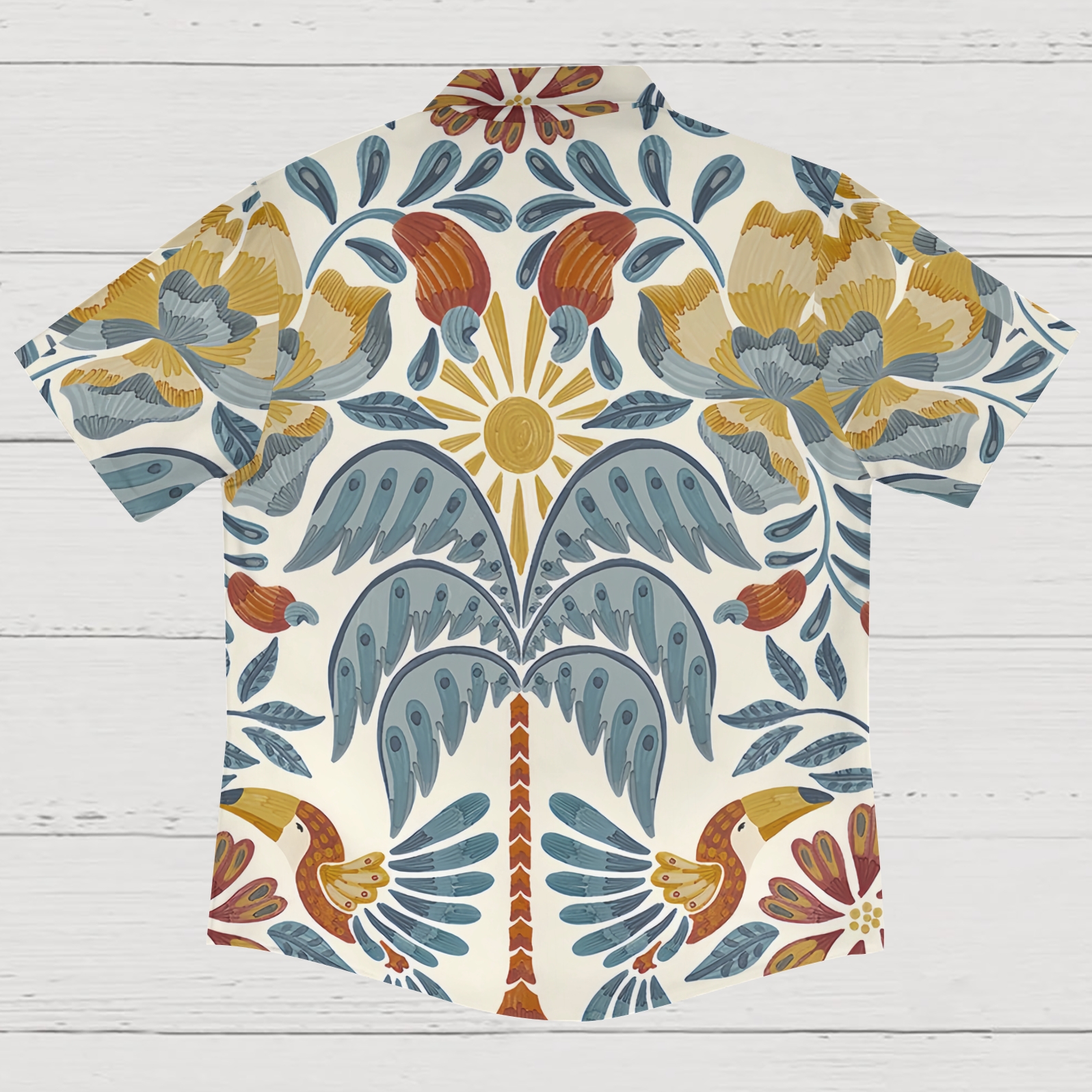 Exotic Beachscape Pattern Men's Button-Up Casual Shirt