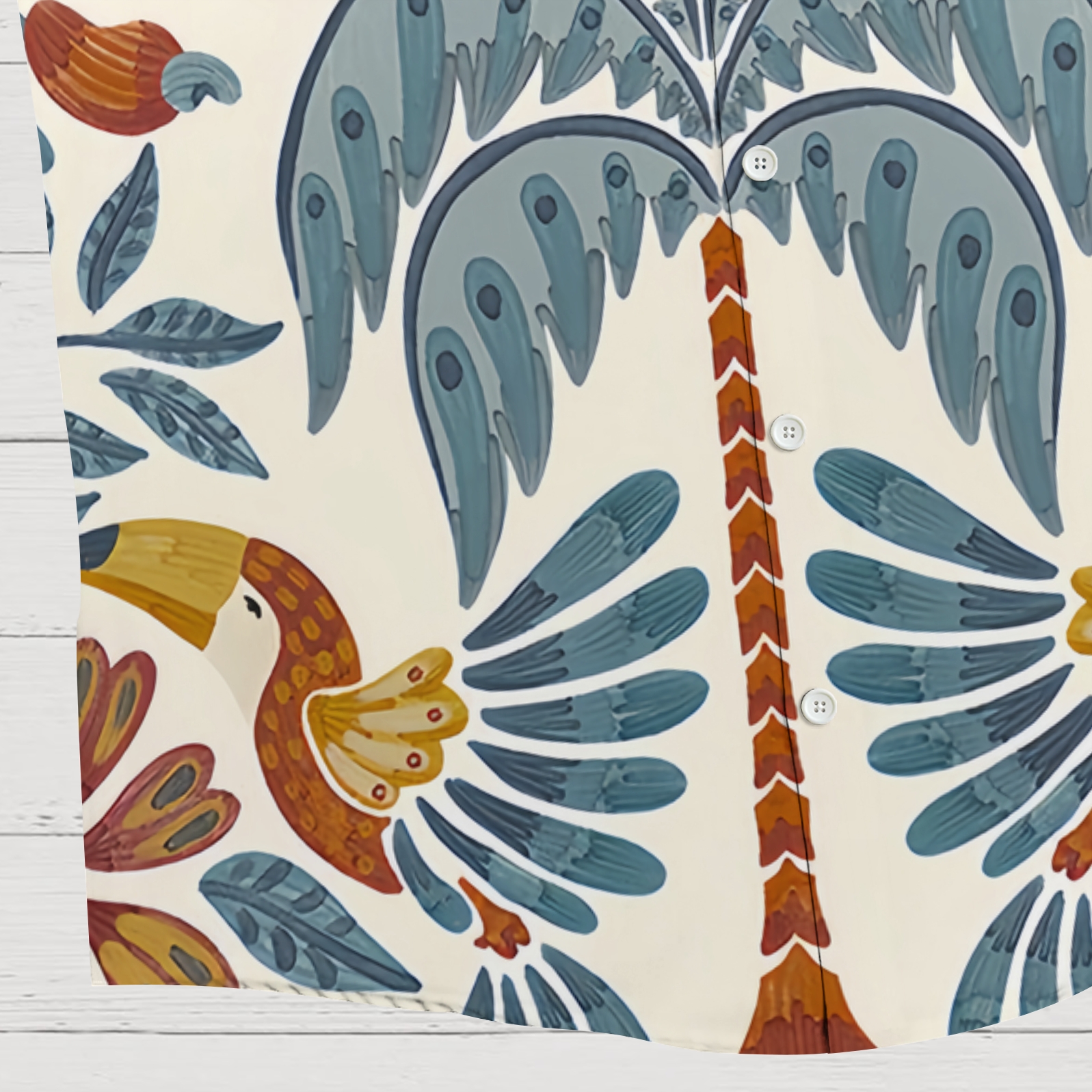 Exotic Beachscape Pattern Men's Button-Up Casual Shirt