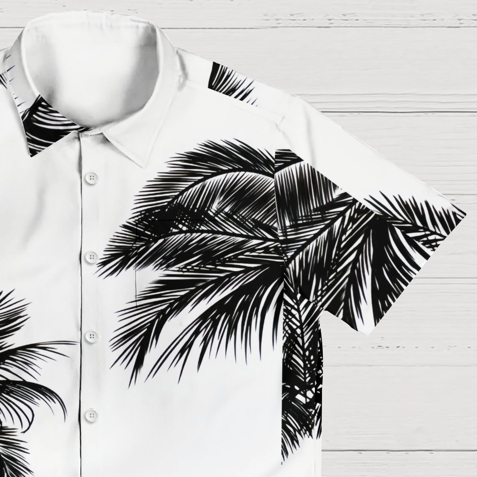 Ocean Wave & Palm Tree Men's Resort Vacation Shirt