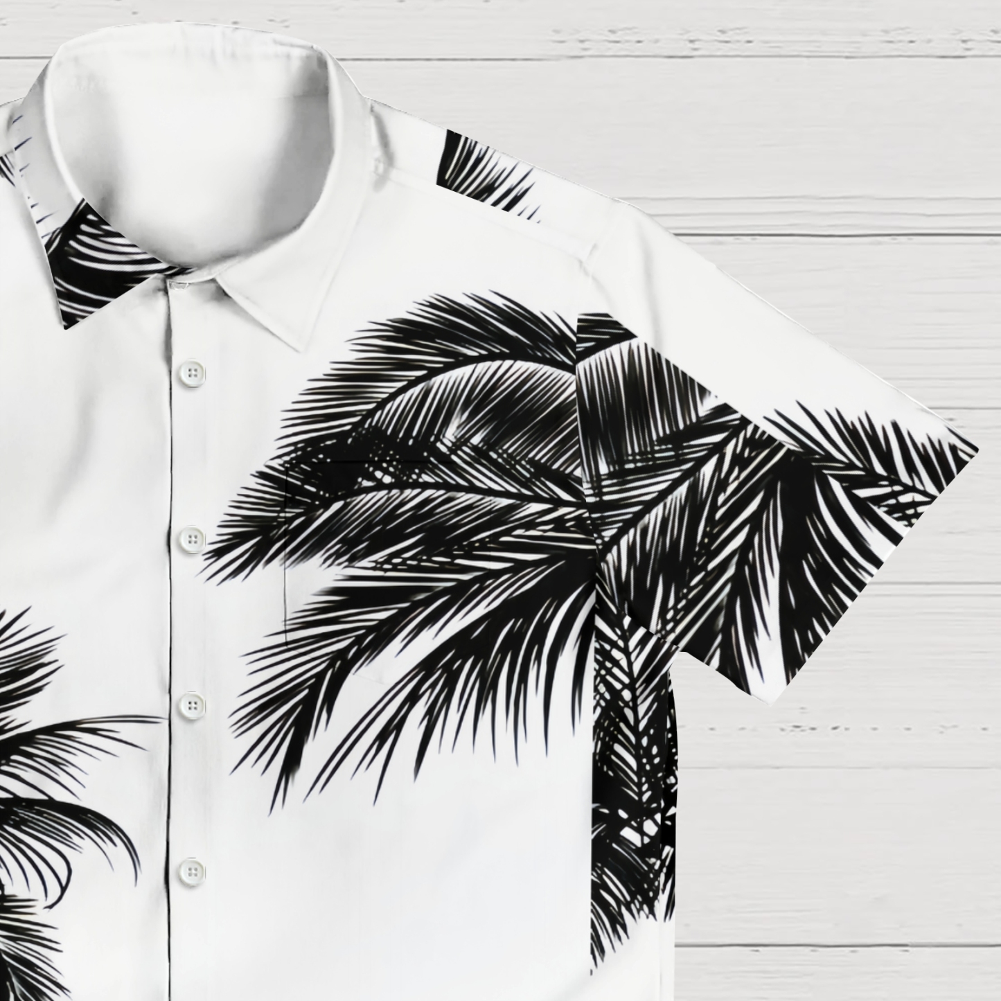 Ocean Wave & Palm Tree Men's Resort Vacation Shirt