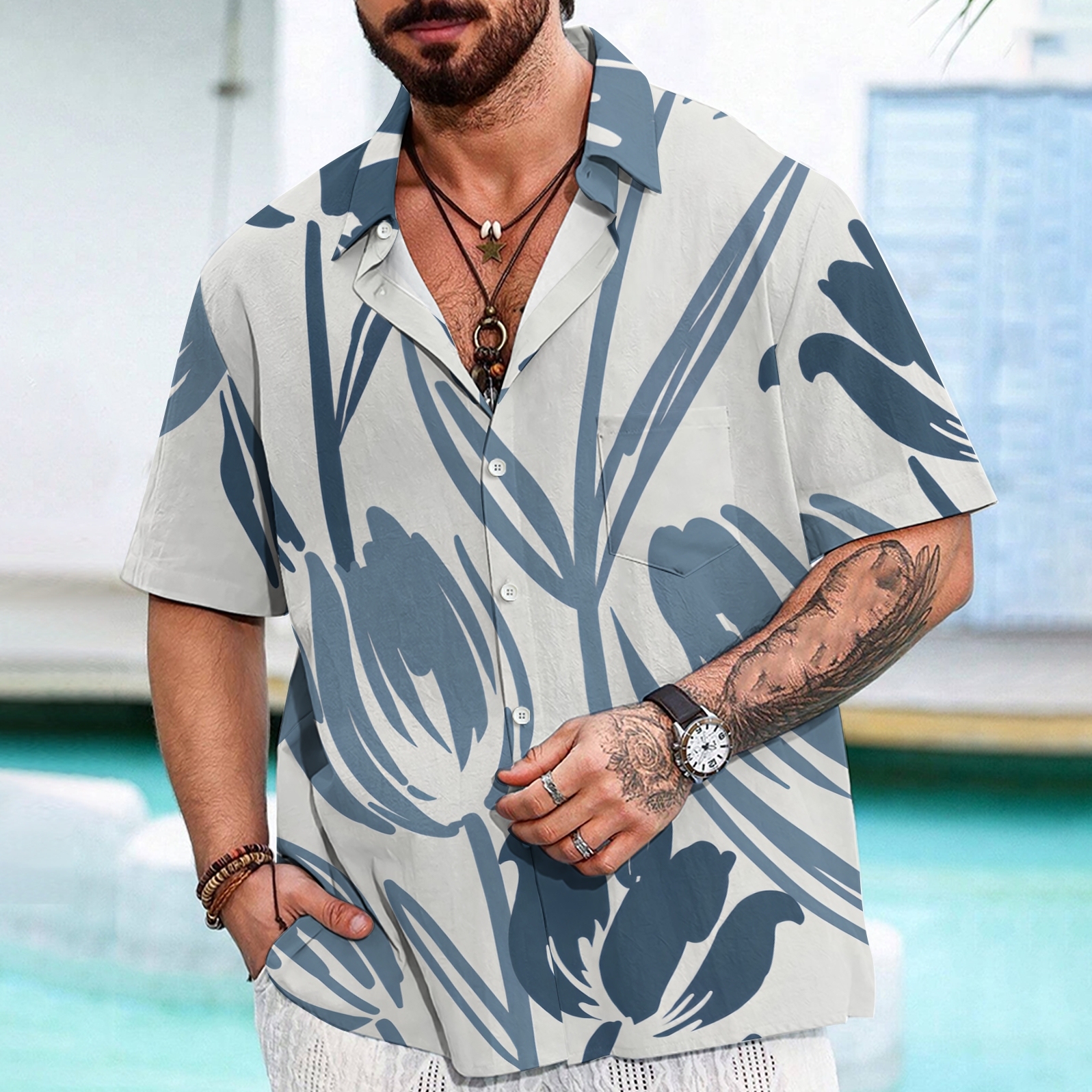 Coastal Adventure Men's Casual Shirt