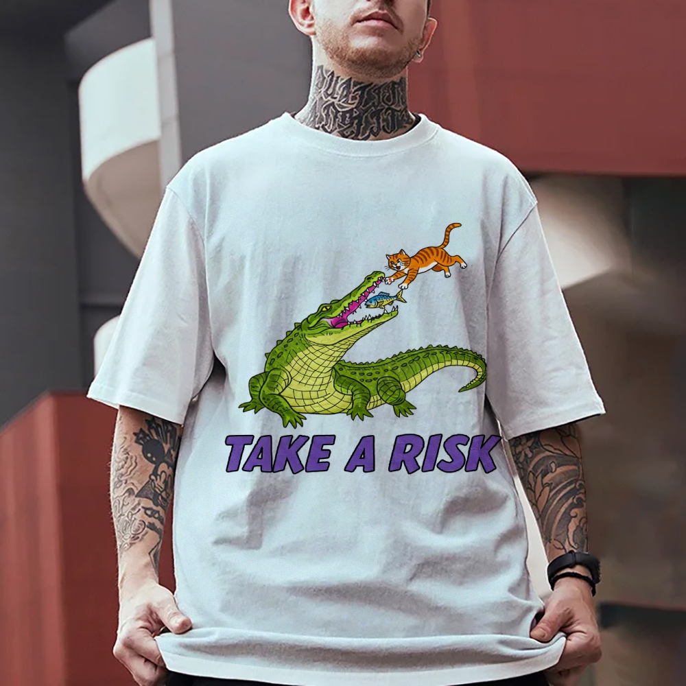 Take A Risk Men's Funny Cotton T-shirt