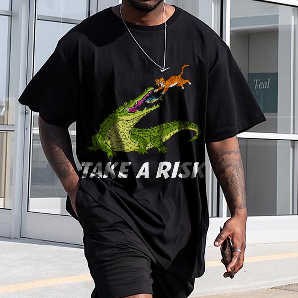 Take A Risk Men's Funny Cotton T-shirt