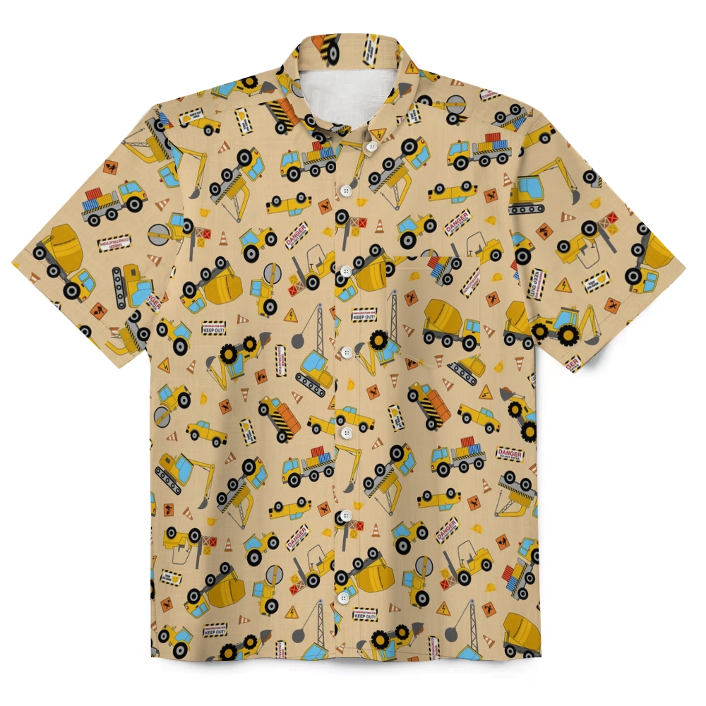 Car Print Men's Funny Linen Short Sleeve Shirt
