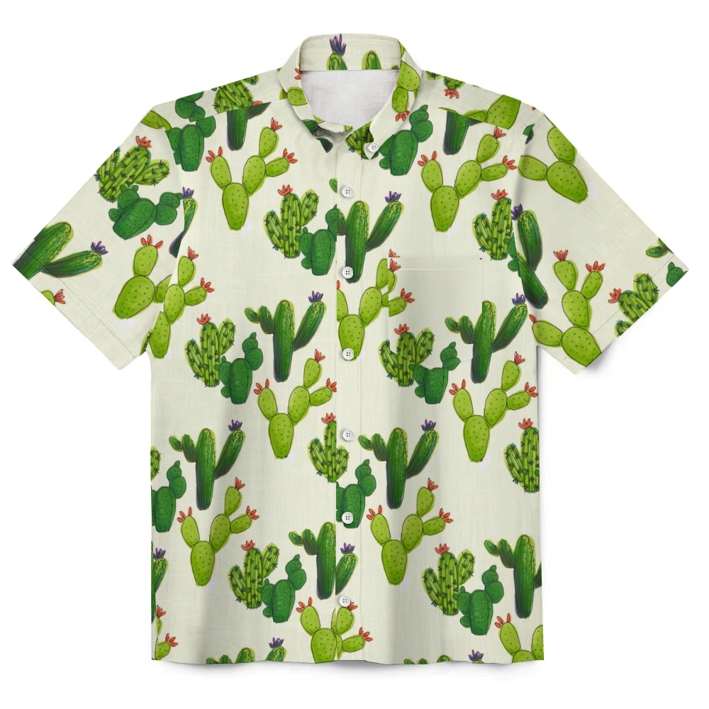 Casual Button Up Vintage Summer Men's Funny Linen Short Sleeve Shirt