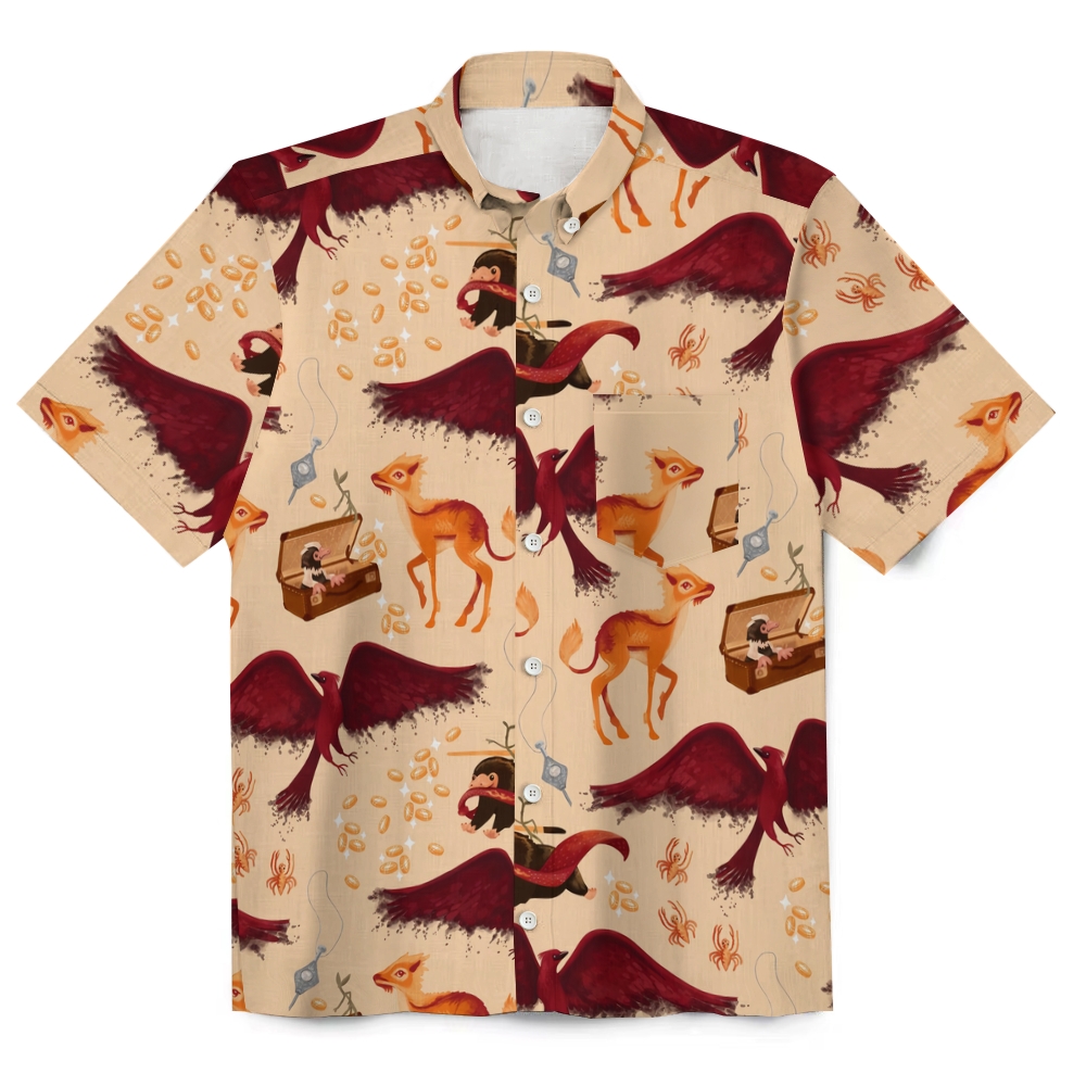 Casual Button Up Vintage Summer Men's Funny 120g Linen Short Sleeve Shirt