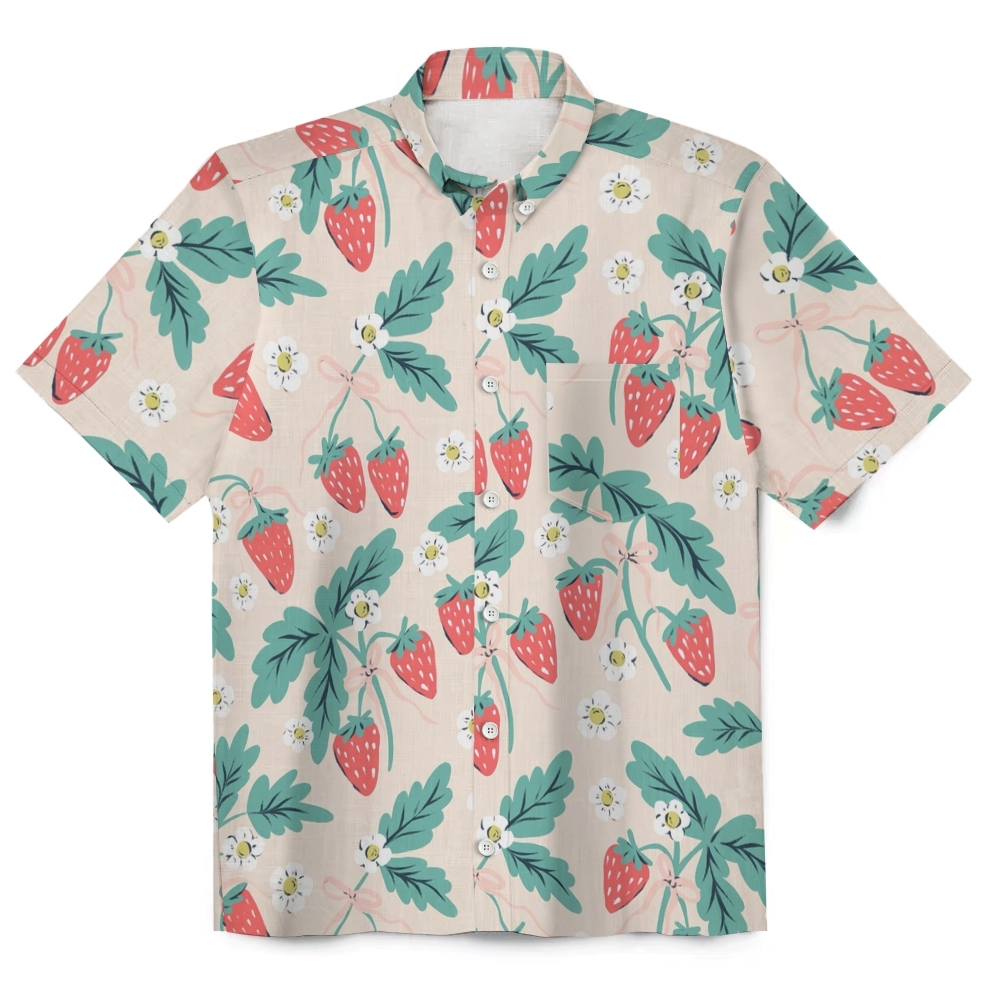 Casual Button Up Vintage Summer Men's Funny 120g Linen Short Sleeve Sh