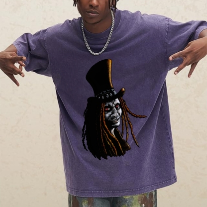 Papa Legba Print Men's Cozy 100% Washed Cotton T-shirt