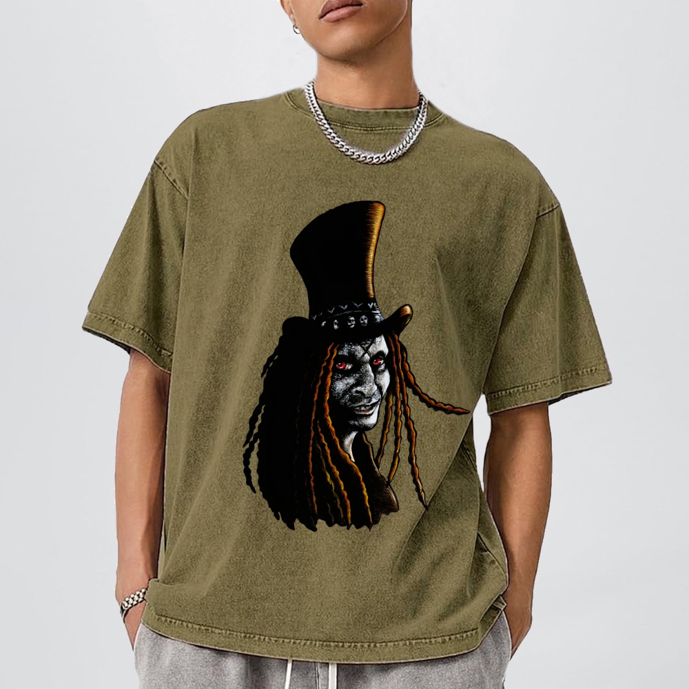 Papa Legba Print Men's Cozy 100% Washed Cotton T-shirt