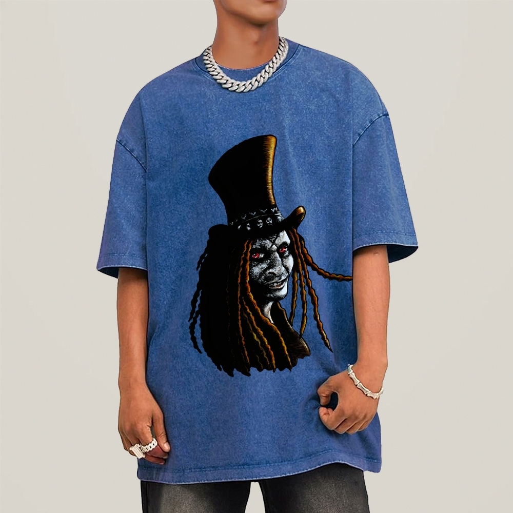 Papa Legba Print Men's Cozy 100% Washed Cotton T-shirt