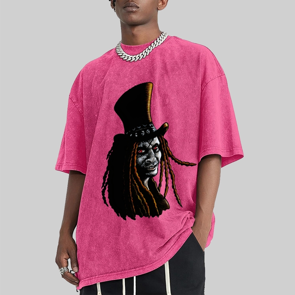 Papa Legba Print Men's Cozy 100% Washed Cotton T-shirt