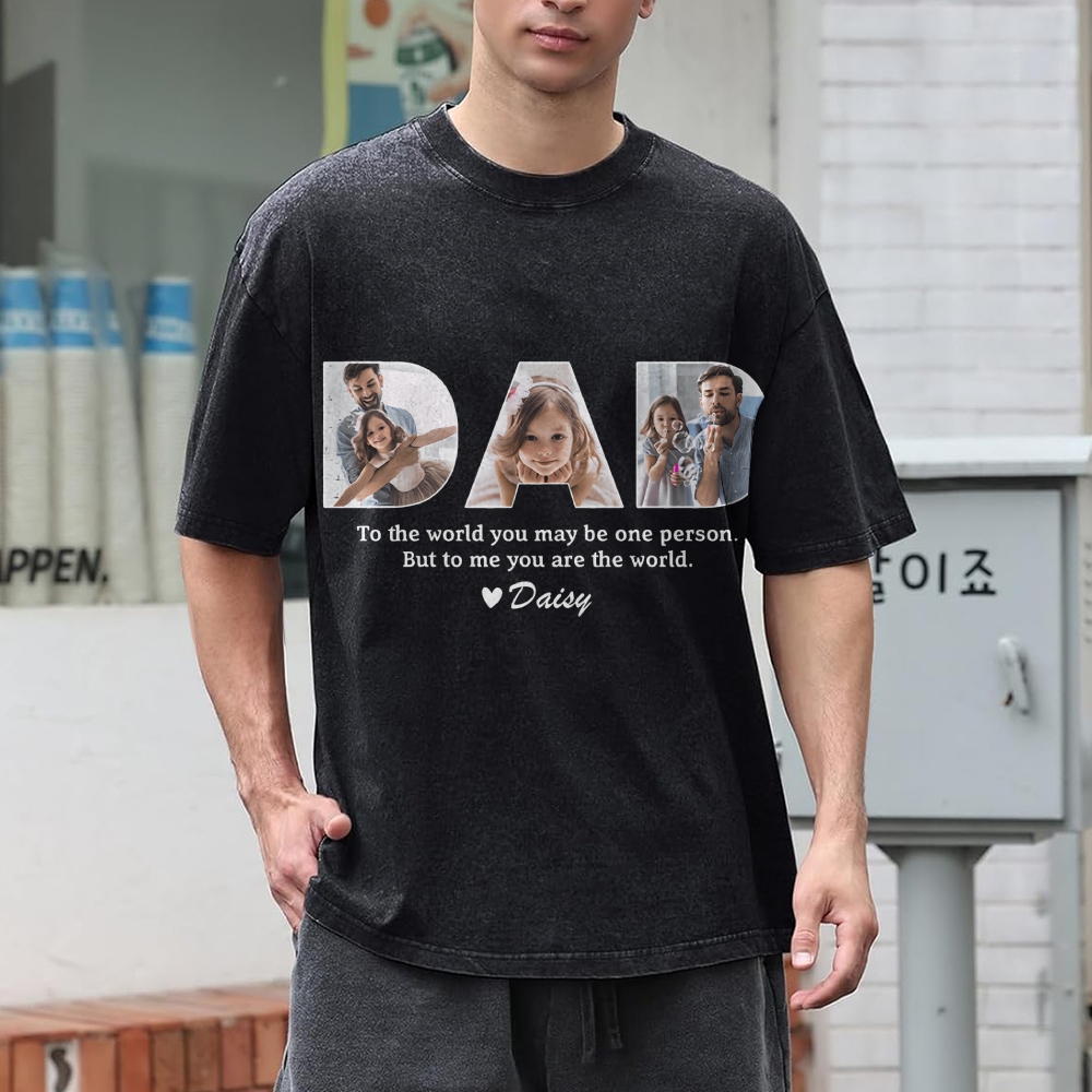 Happy Father's Day Men's Cozy 100% Washed Cotton T-shirt