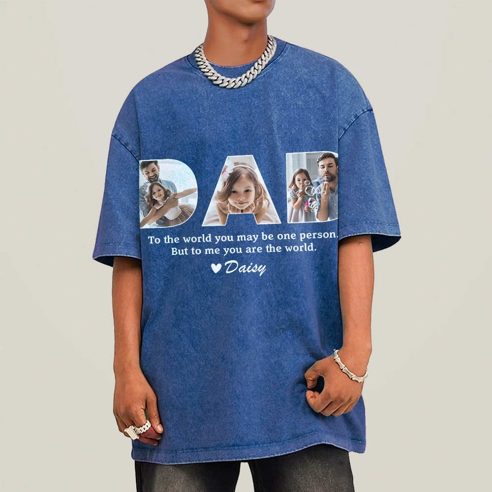 Happy Father's Day Men's Cozy 100% Washed Cotton T-shirt