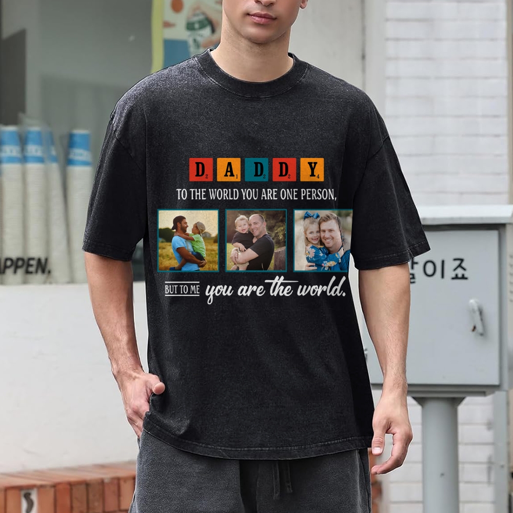 Happy Father's Day Men's Funny 100% Washed Cotton T-shirt