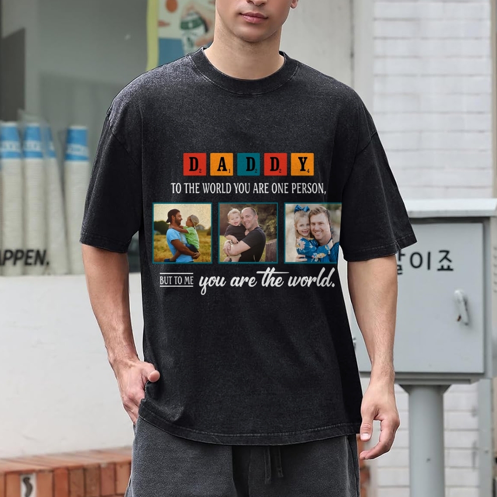 Happy Father's Day Men's Funny 100% Washed Cotton T-shirt