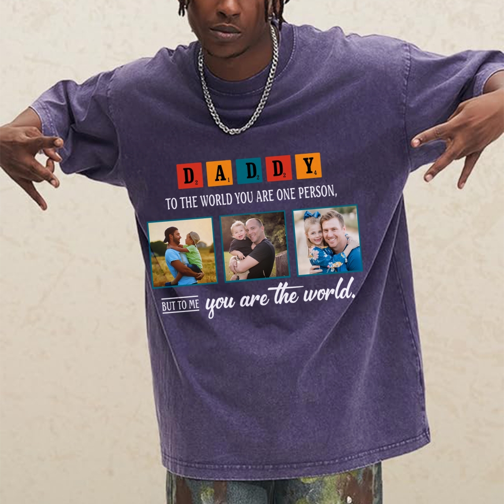 Happy Father's Day Men's Funny 100% Washed Cotton T-shirt