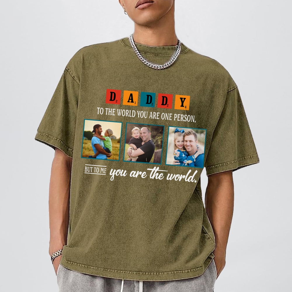 Happy Father's Day Men's Funny 100% Washed Cotton T-shirt