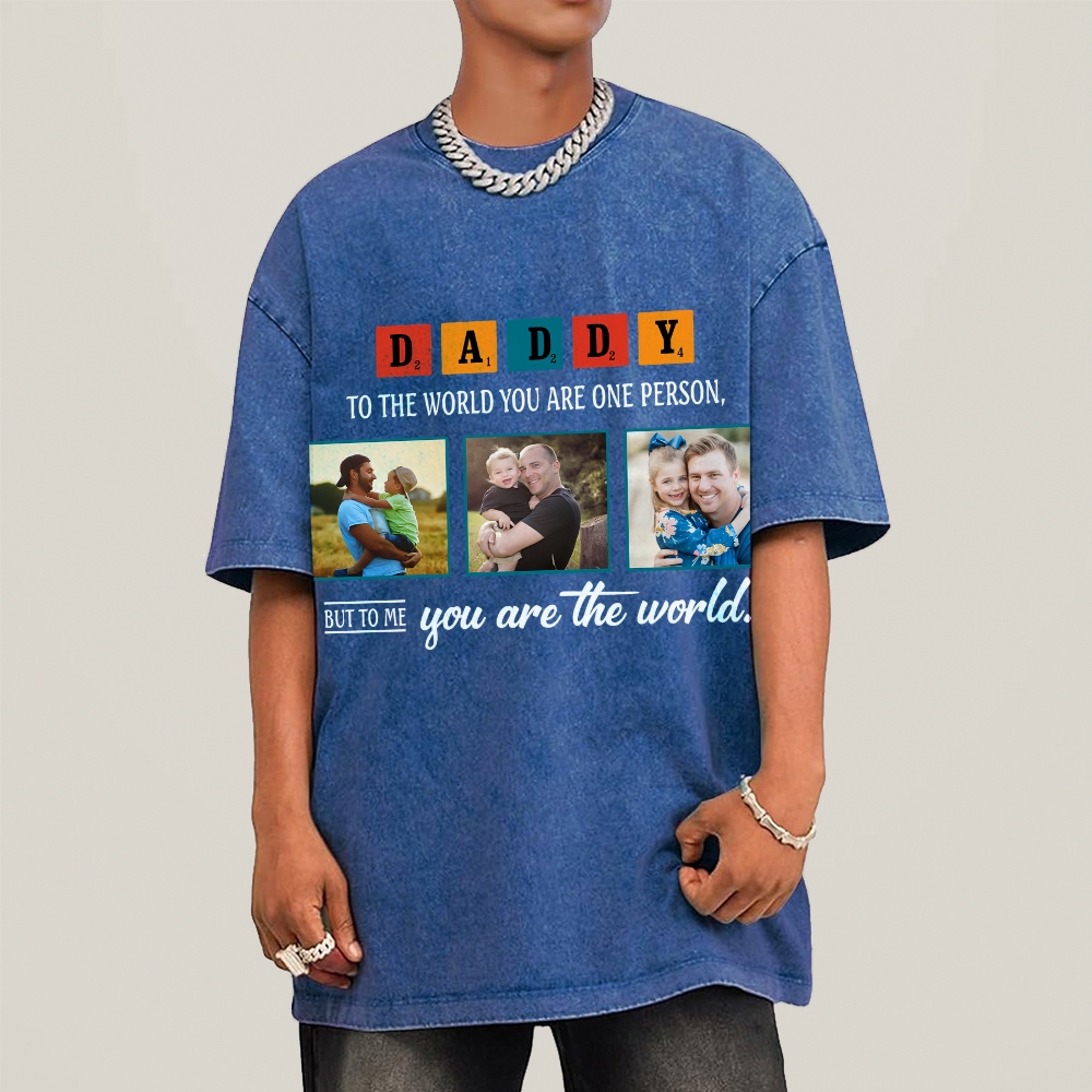 Happy Father's Day Men's Funny 100% Washed Cotton T-shirt