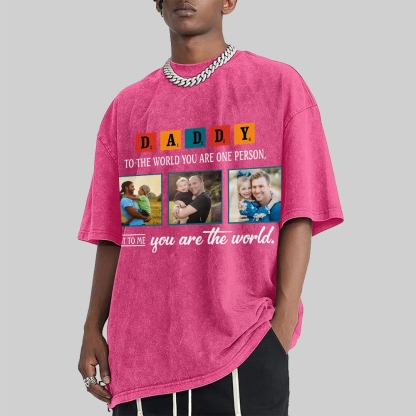 Happy Father's Day Men's Funny 100% Washed Cotton T-shirt