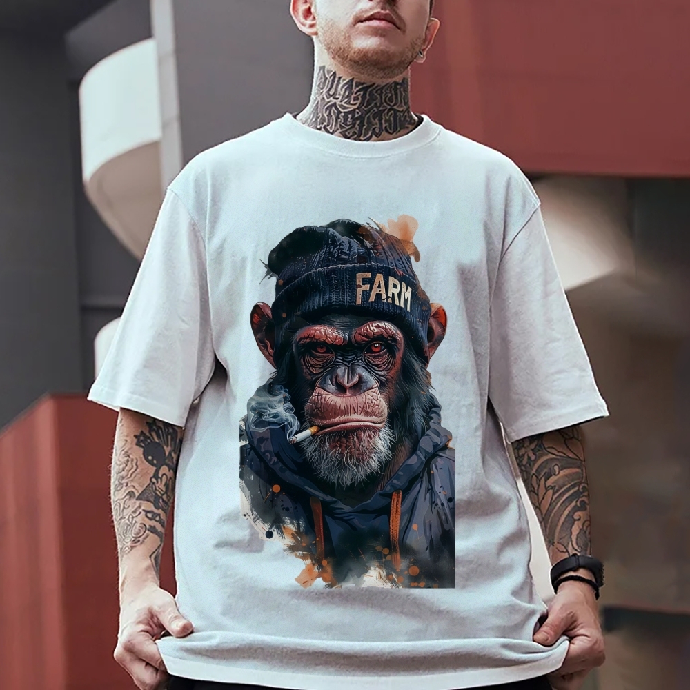 Smoking Monkey Gorilla Men's Funny 100% Cotton T-shirt