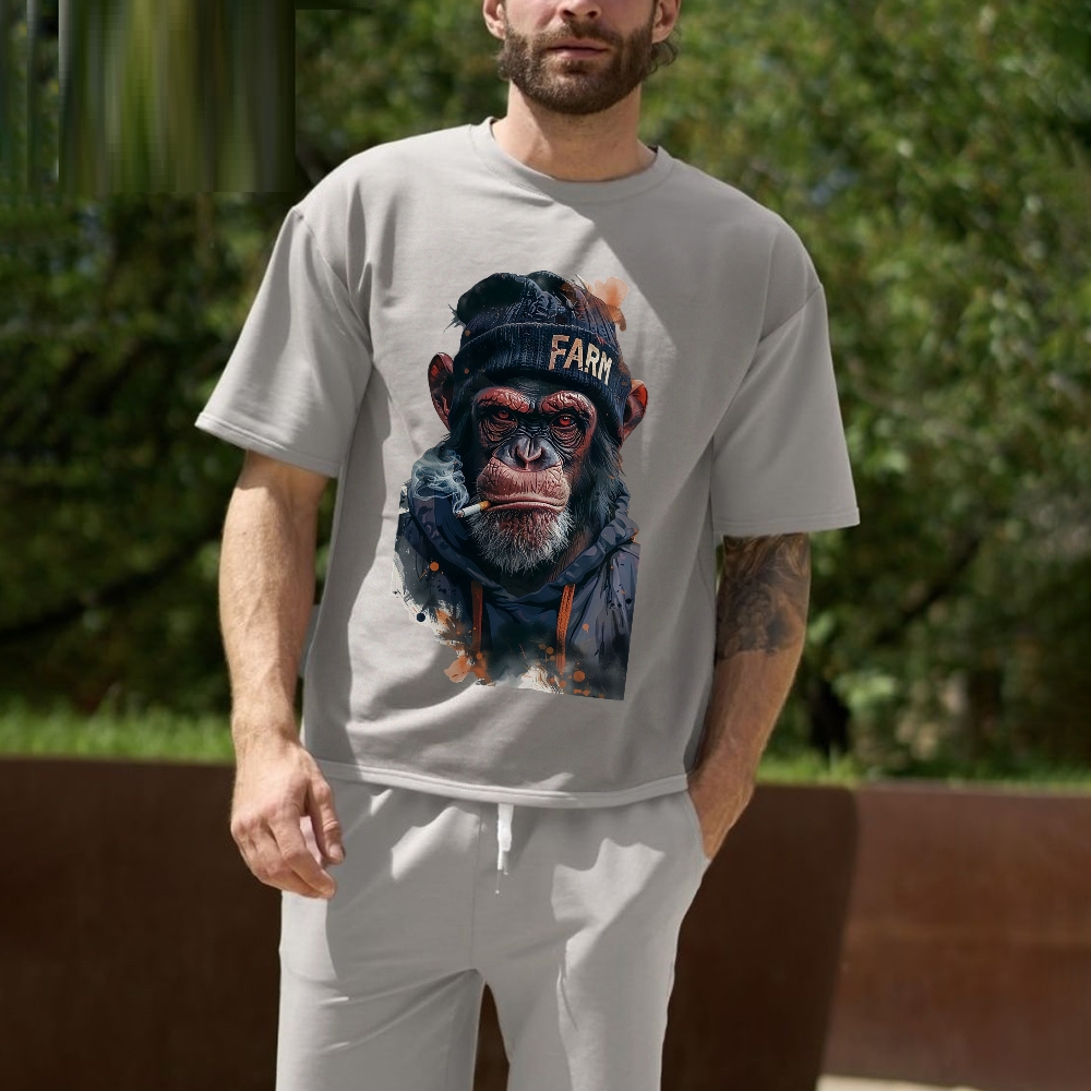 Smoking Monkey Gorilla Men's Funny 100% Cotton T-shirt