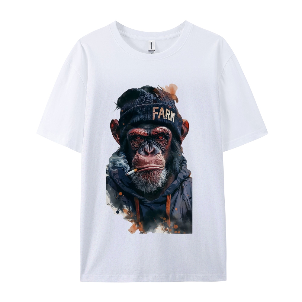 Smoking Monkey Gorilla Men's Funny 100% Cotton T-shirt
