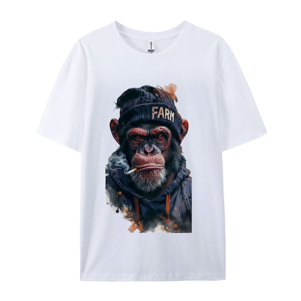 Smoking Monkey Gorilla Men's Funny 100% Cotton T-shirt