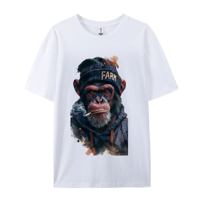 Smoking Monkey Gorilla Men's Funny 100% Cotton T-shirt