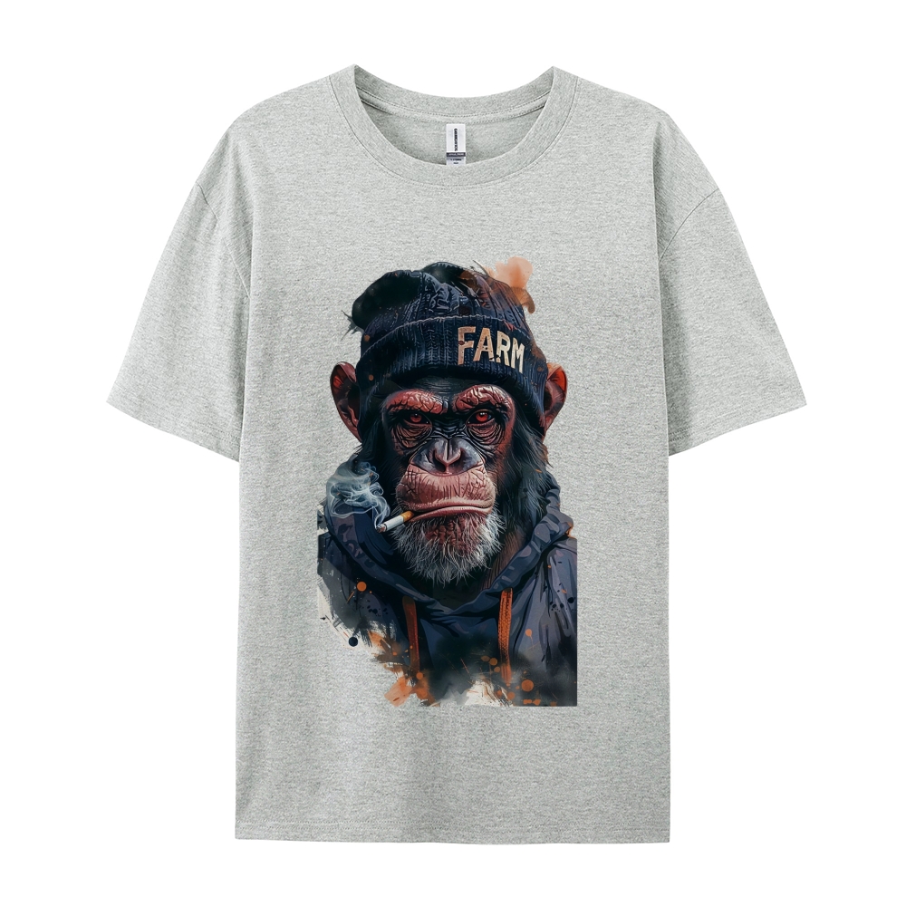 Smoking Monkey Gorilla Men's Funny 100% Cotton T-shirt