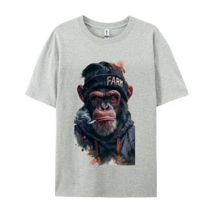 Smoking Monkey Gorilla Men's Funny 100% Cotton T-shirt