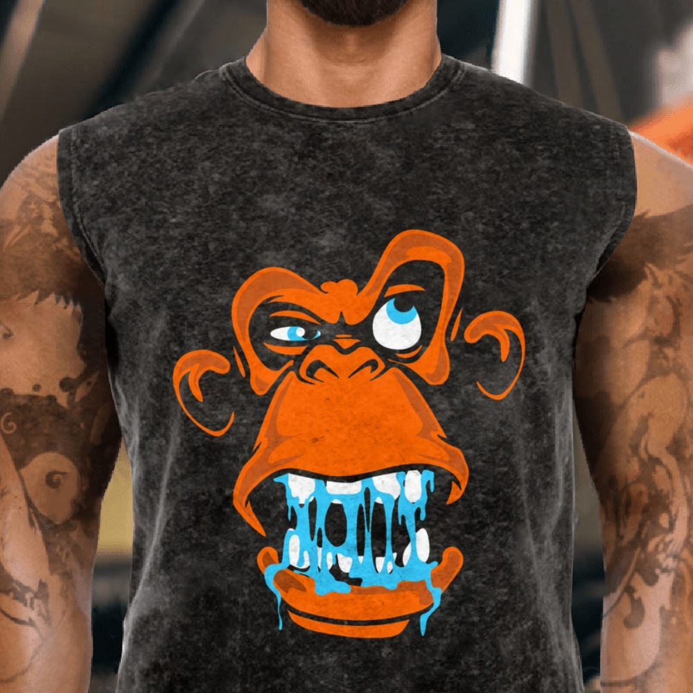 Monkey Gorilla Head Custom Men's Funny Cotton Tank Top