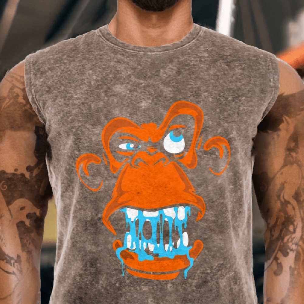 Monkey Gorilla Head Custom Men's Funny Cotton Tank Top
