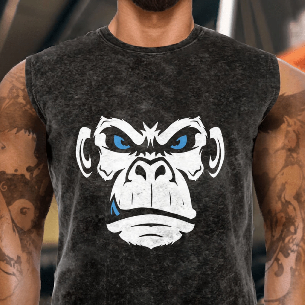 Monkey Gorilla Head Custom Men's Funny Cotton Tanktop