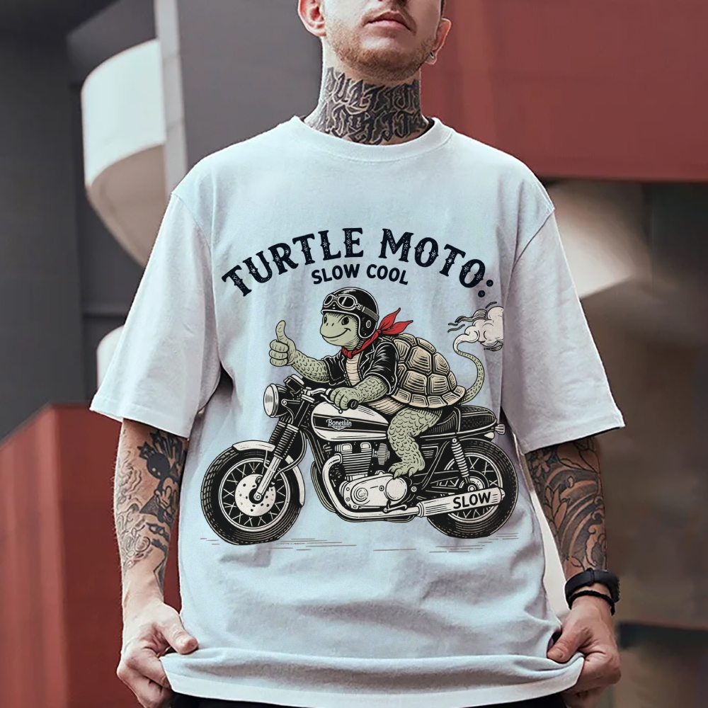 Turtle moto slow cool Men's Funny 100% Cotton T-shirt