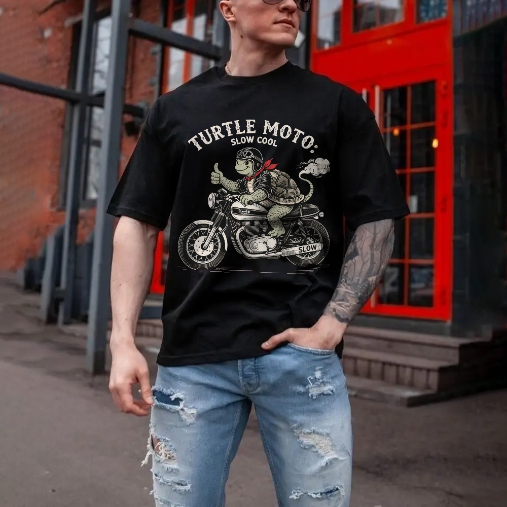 Turtle moto slow cool Men's Funny 100% Cotton T-shirt