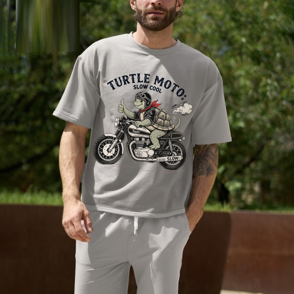 Turtle moto slow cool Men's Funny 100% Cotton T-shirt