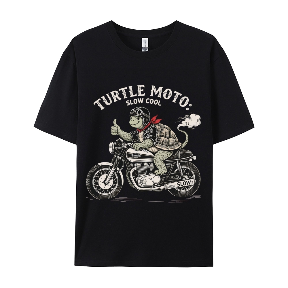 Turtle moto slow cool Men's Funny 100% Cotton T-shirt