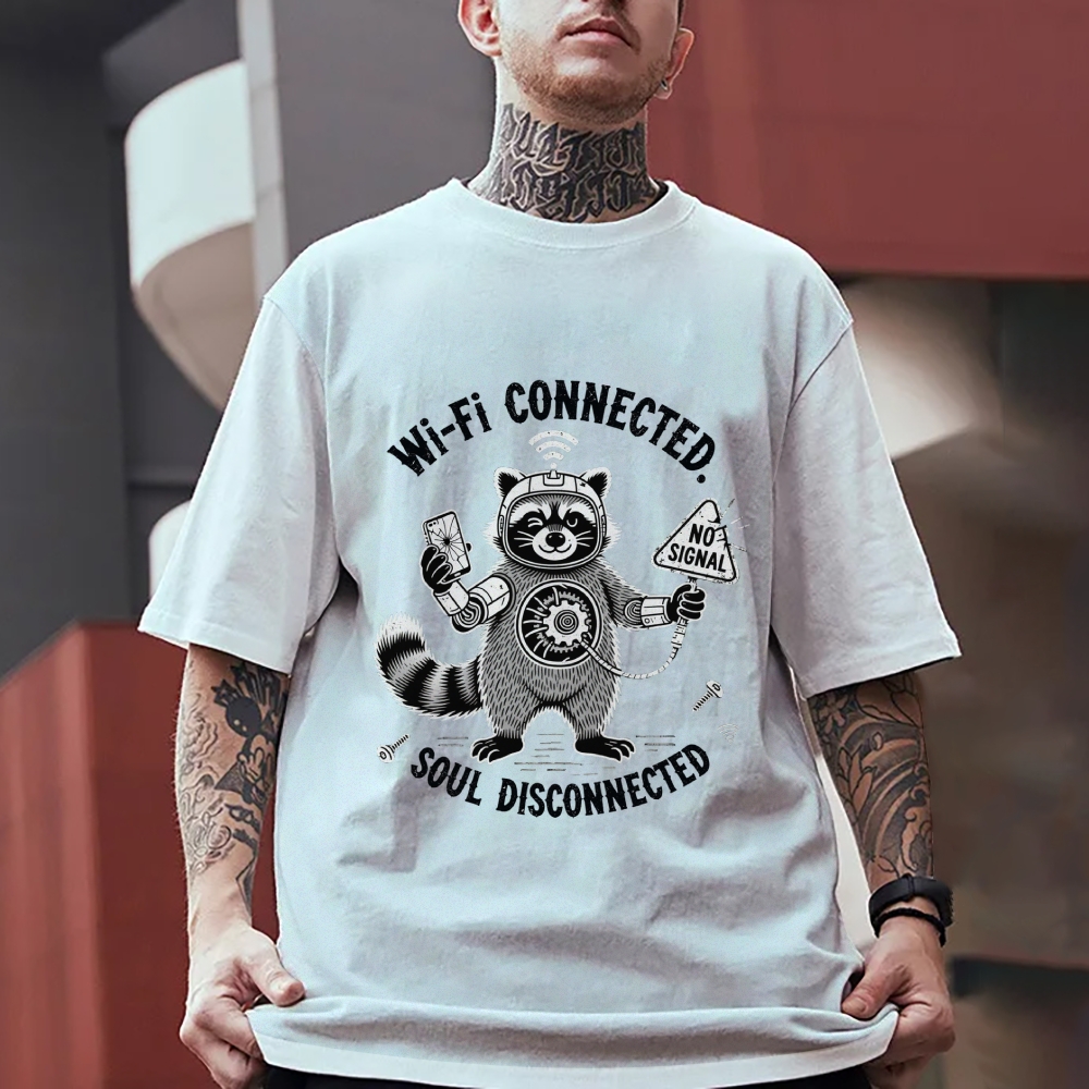 Wi-Fi Connected Soul Disconnected Men's Funny 100% Cotton T-shirt