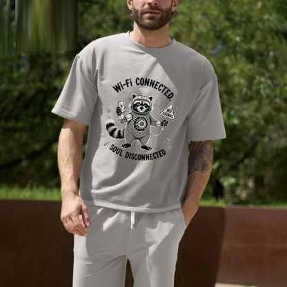 Wi-Fi Connected Soul Disconnected Men's Funny 100% Cotton T-shirt