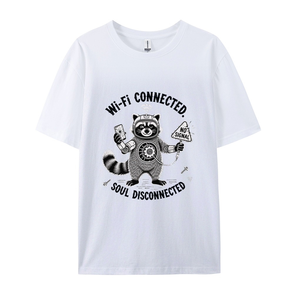 Wi-Fi Connected Soul Disconnected Men's Funny 100% Cotton T-shirt
