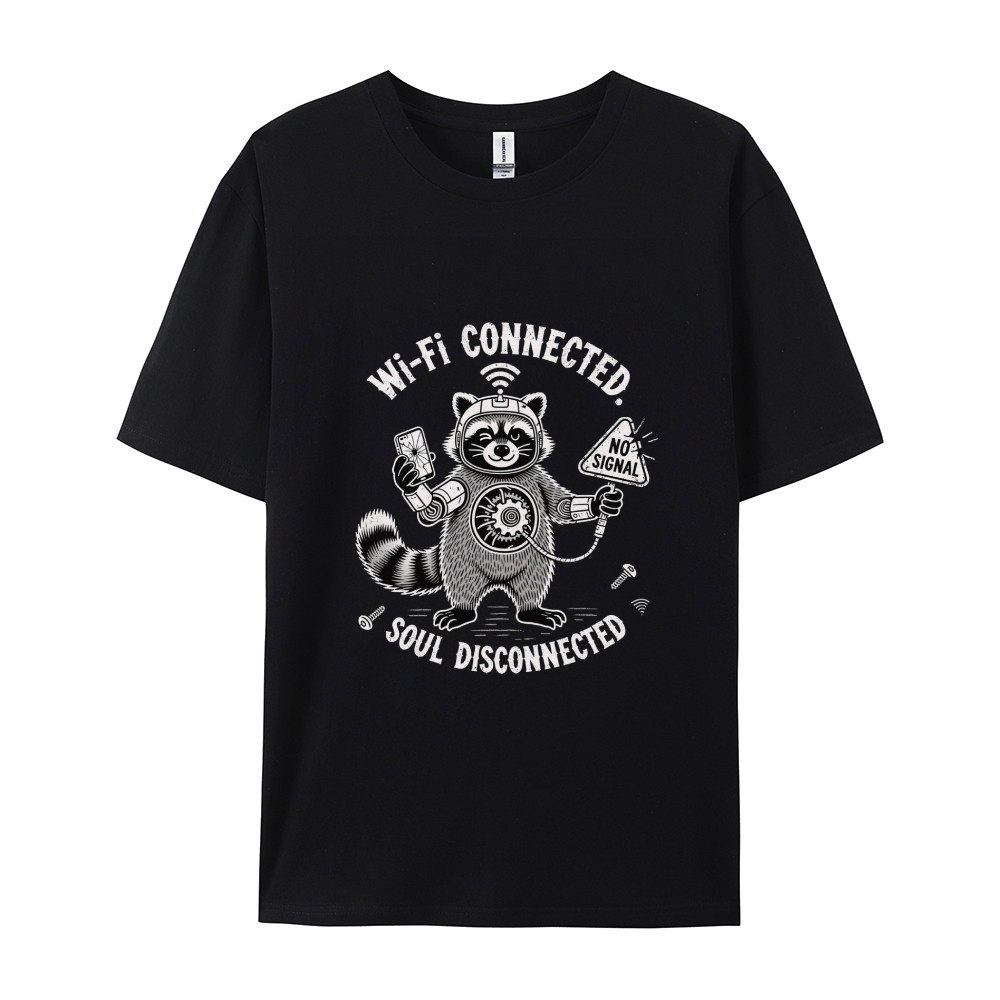 Wi-Fi Connected Soul Disconnected Men's Funny 100% Cotton T-shirt