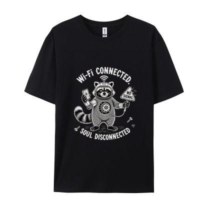 Wi-Fi Connected Soul Disconnected Men's Funny 100% Cotton T-shirt