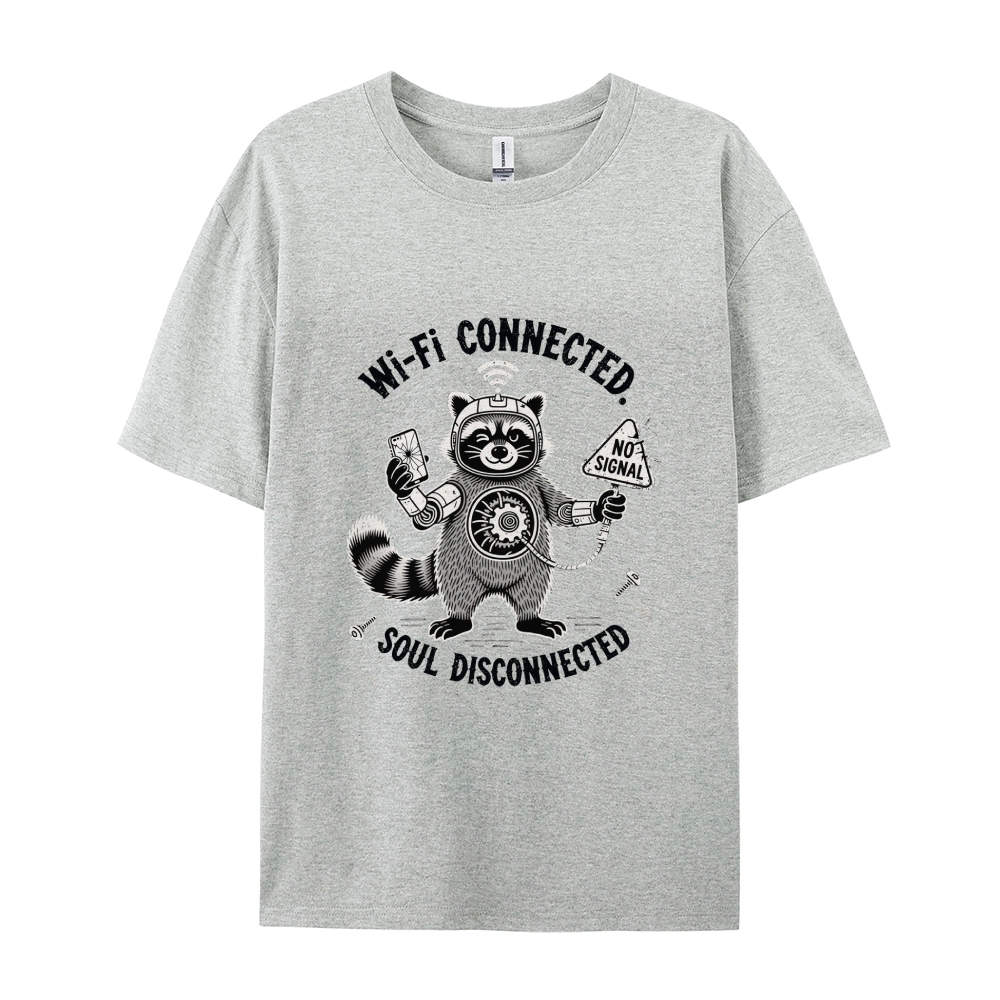 Wi-Fi Connected Soul Disconnected Men's Funny 100% Cotton T-shirt