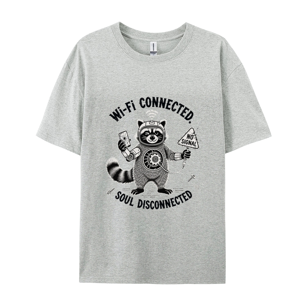 Wi-Fi Connected Soul Disconnected Men's Funny 100% Cotton T-shirt
