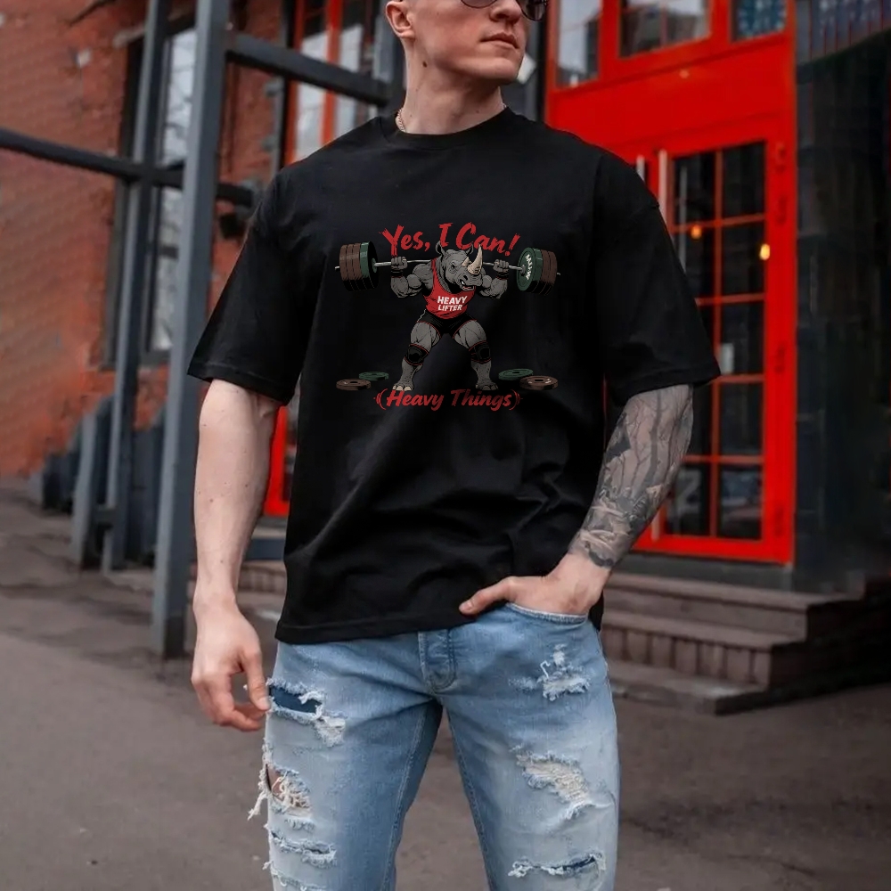 Yes I Can Lift Heavy Things Men's Casual 100% Cotton T-shirt