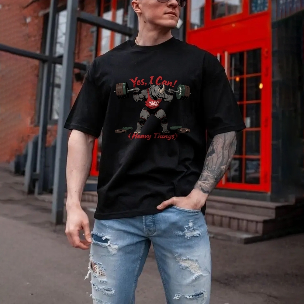 Yes I Can Lift Heavy Things Men's Casual 100% Cotton T-shirt
