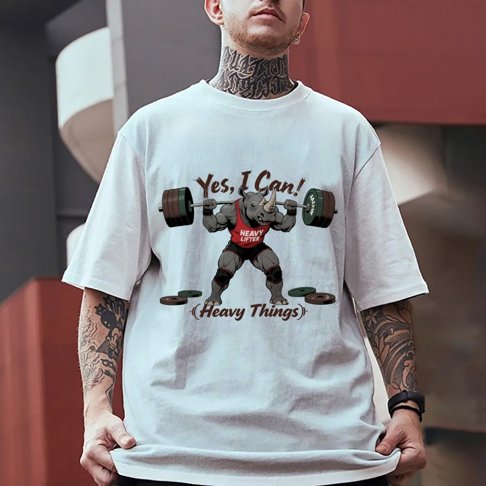 Yes I Can Lift Heavy Things Men's Casual 100% Cotton T-shirt