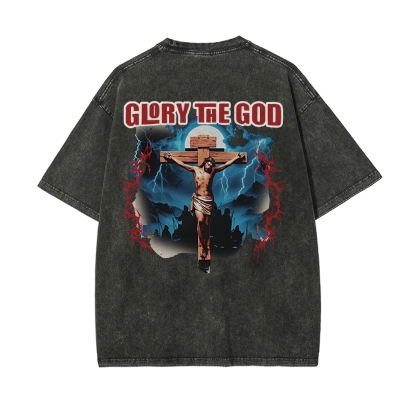 Glory The God Christian Casual Washed Cotton T-shirt