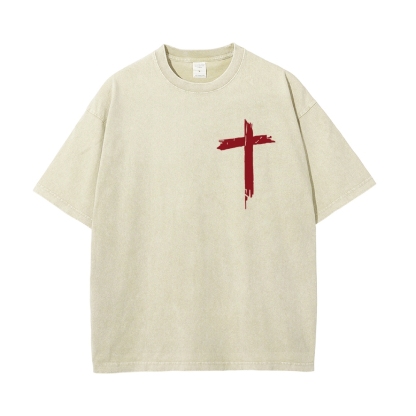 Jesus Is King Christian Casual Washed Cotton T-shirt