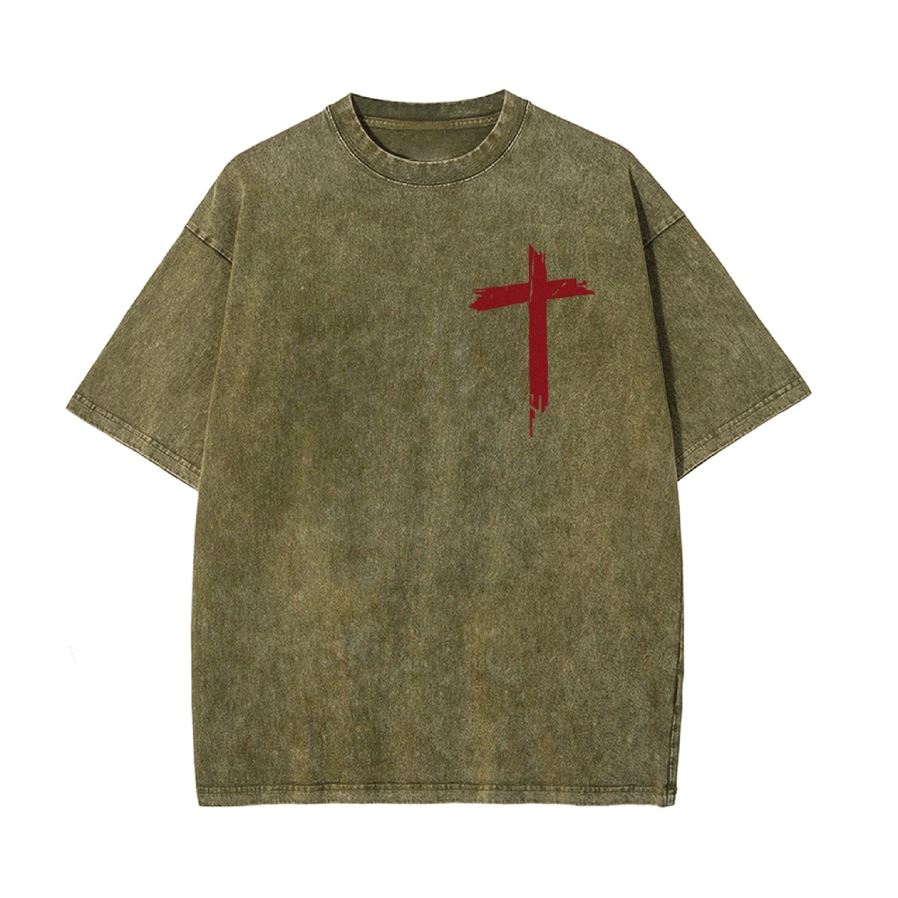 Jesus Is King Christian Casual Washed Cotton T-shirt